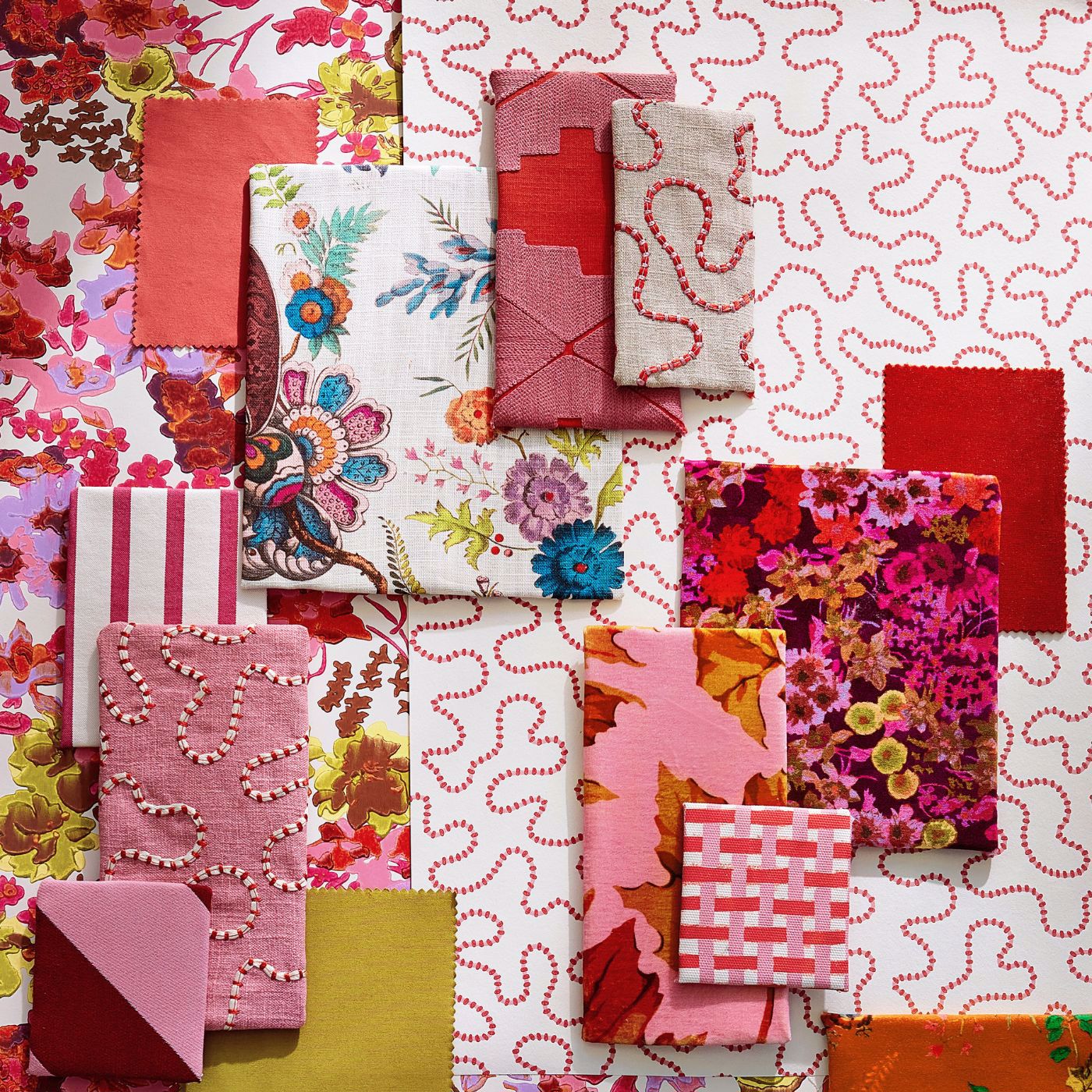 Garden Terrace Ruby/Rose Fabric by HAR